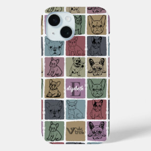 Custom Name Initial French Bulldog Vintage Floral iPhone 15 Case