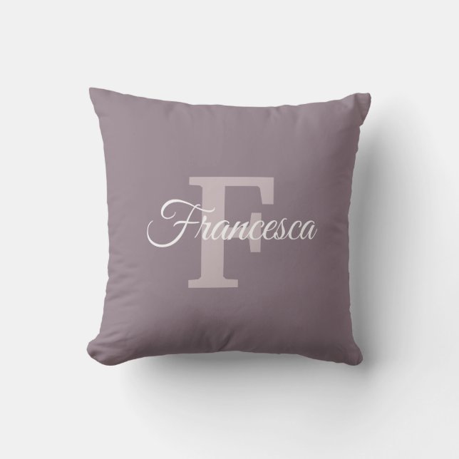 Custom Name Initial Letter F Modern Hand Script Cushion (Front)