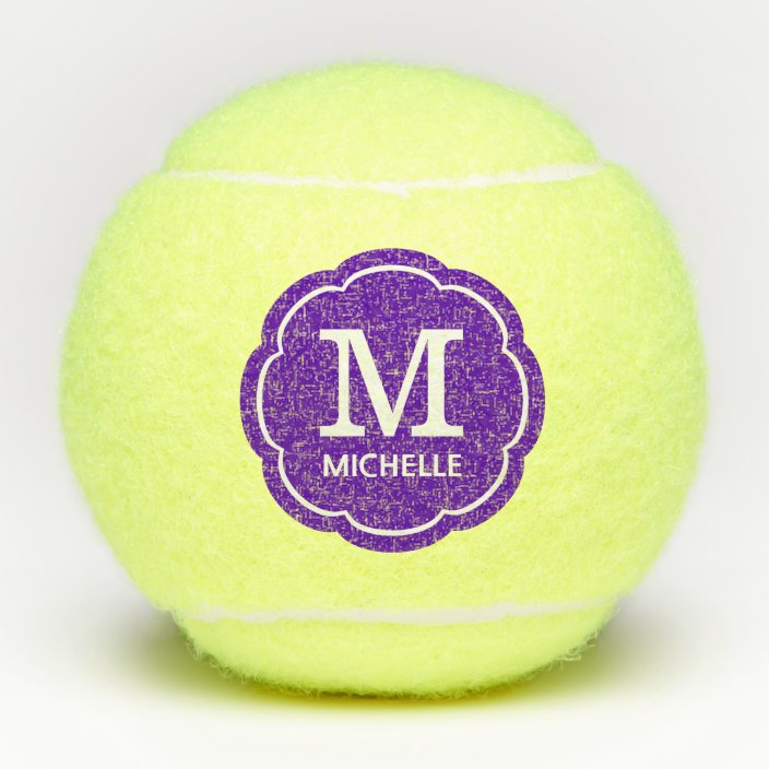 Custom Name Initial Purple Tennis Balls Zazzle.co.uk