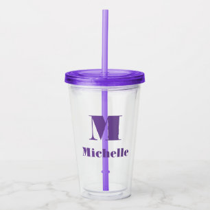 Custom Name Initial Solid Colour Acrylic Tumbler