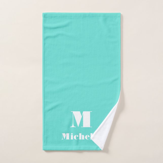 Custom Name Initial Solid Colour  Hand Towel (Hand Towel)
