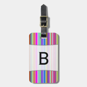 Custom Name Initial + Stripes of Various Colours Luggage Tag