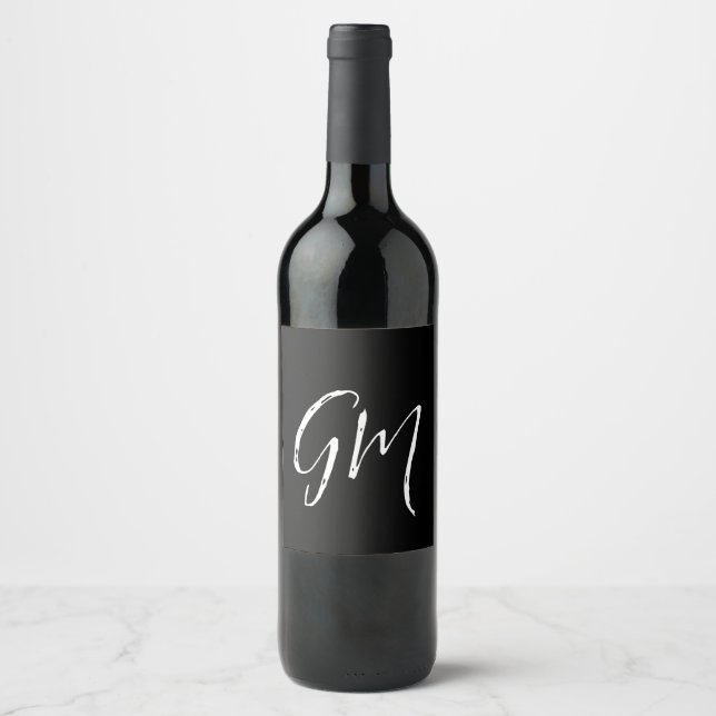 Custom name Initials personalised two letters Wine Label (Front)