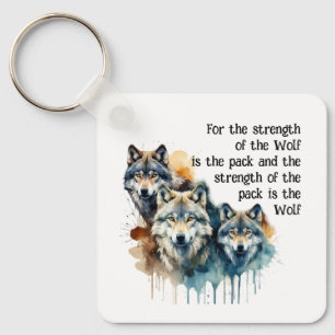 Custom Name Inspirational Wolf Quote Strength Pack Key Ring
