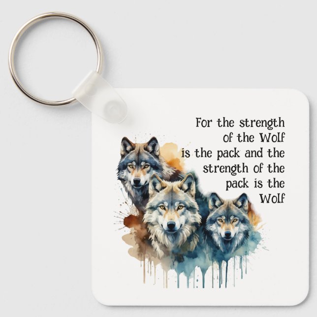 Custom Name Inspirational Wolf Quote Strength Pack Key Ring (Front)