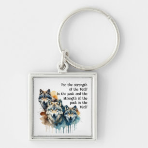 Custom Name Inspirational Wolf Quote Strength Pack Key Ring