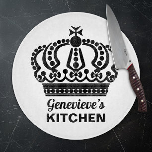 Custom Name Intricate Crown  Cutting Board