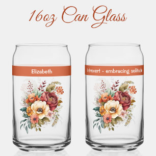 Custom name introvert solitude flowers orange can glass