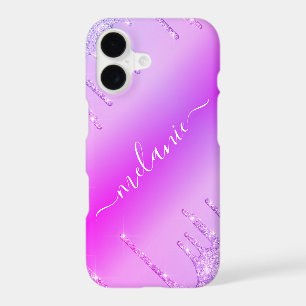 Custom Name iPhone Case Purple Pink Neon Colours