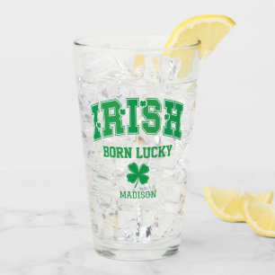 Custom Name Irish Born Lucky Glass