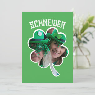 Custom Name Irish clover photo St Patricks Day Holiday Card