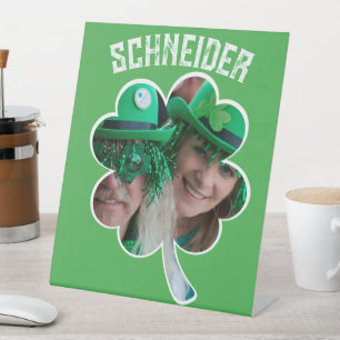 Custom Name Irish clover photo St Patricks Day Pedestal Sign