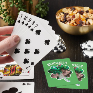 Custom Name Irish clover photo St Patricks Day Playing Cards