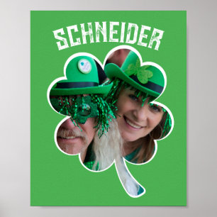 Custom Name Irish clover photo St Patricks Day Poster