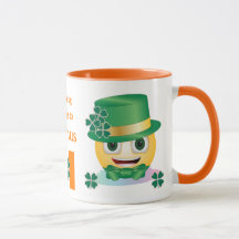 Custom Name Irish Emoji with Hat and Shamrock Mug