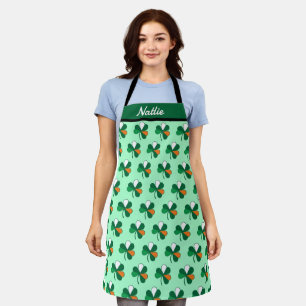 Custom Name Irish Flag Colours Irish Shamrock Apron