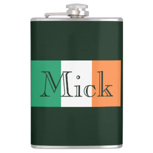 Custom Name Irish Flag flacn Hip Flask