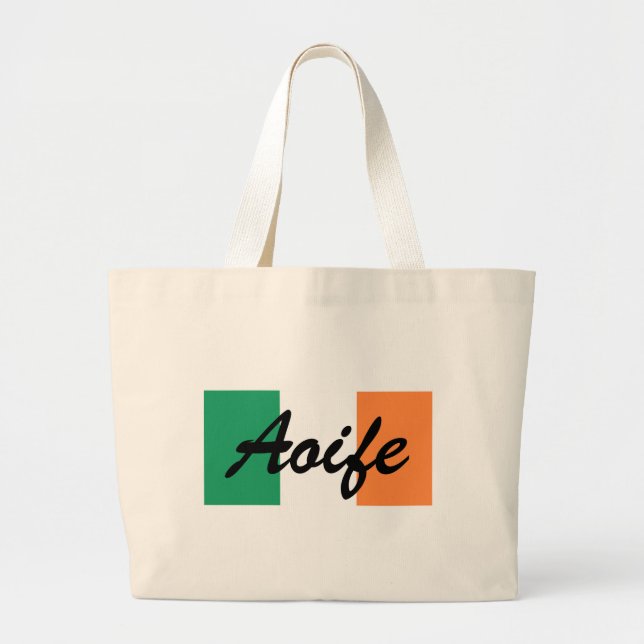 Custom Name Irish Flag jtcnt Large Tote Bag (Front)