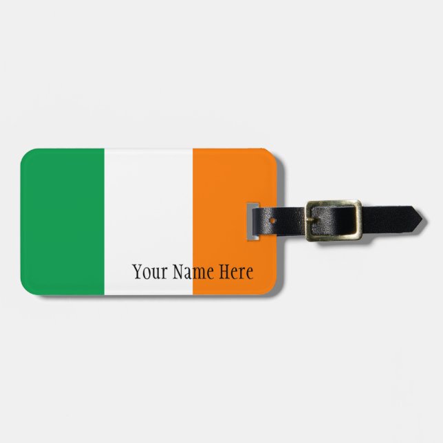 Custom Name Irish Flag Luggage Tag (Front Horizontal)