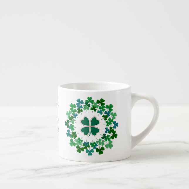 Custom Name Irish Shamrock Circle   Espresso Cup (Right)