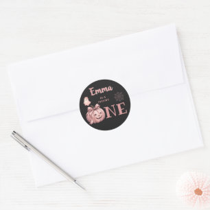 Custom Name Is a Spooky One Pinkoween Ghost Classic Round Sticker