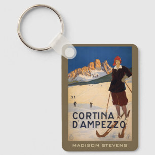 Custom name Italian Alps Vintage Travel Key Ring