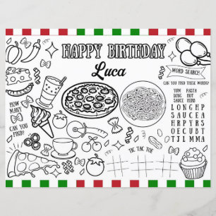 Custom Name Italian Birthday Colouring Sheet 