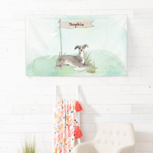 Custom Name Italian Greyhound Pet Dog Banner