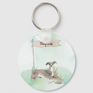 Custom Name Italian Greyhound Pet Dog Key Ring