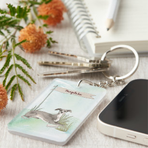 Custom Name Italian Greyhound Pet Dog Key Ring