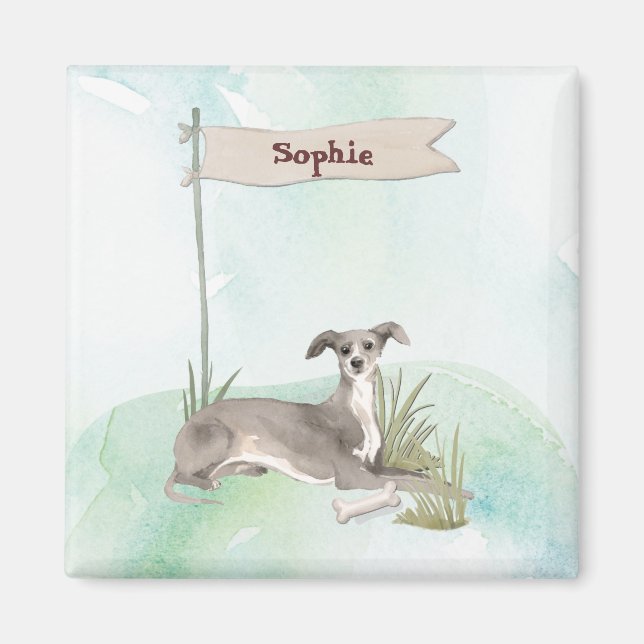 Custom Name Italian Greyhound Pet Dog Magnet (Front)