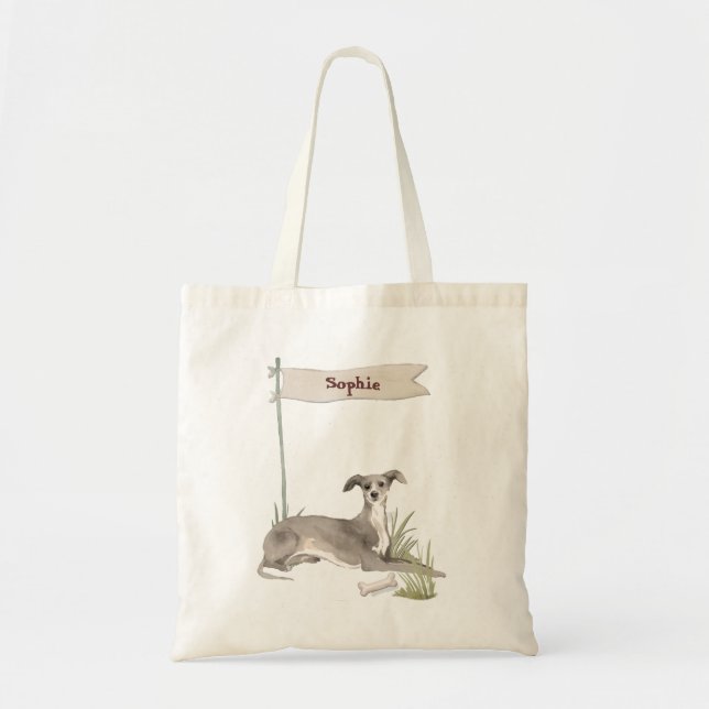 Custom Name Italian Greyhound Pet Dog Tote Bag (Front)