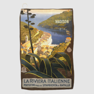 Custom name Italian Riviera Vintage Travel Golf Towel
