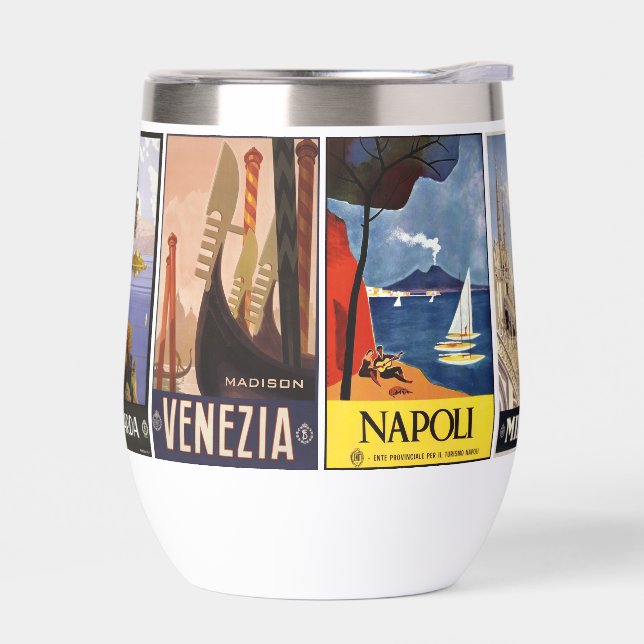 Custom Name Italy Vintage Travel Collage (Left)