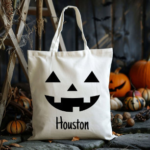 Custom Name Jack O Lantern Pumpkin Trick Or Treat Tote Bag