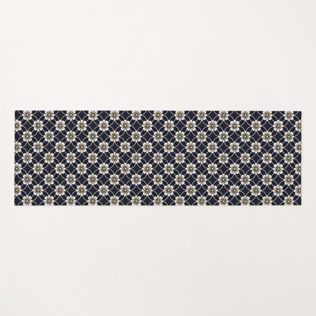 Custom Name Japanese Floral Pattern Yoga Mat (Front (Horizontal))