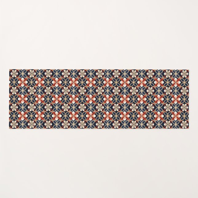 Custom Name Japanese Floral Pattern Yoga Mat (Front (Horizontal))