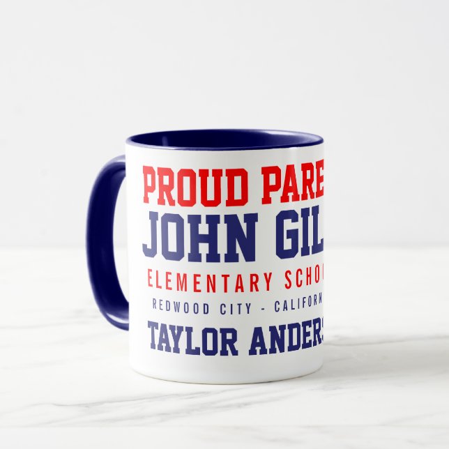 Custom Name John Gill Proud Parent Blue Mug (Front Left)