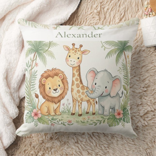 Custom Name Jungle Animals Cushion (Blanket)