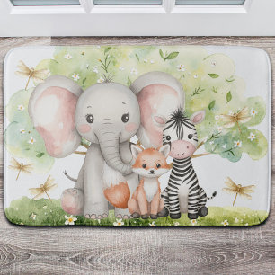 Custom Name Jungle Animals Dragonfly Bath Mat