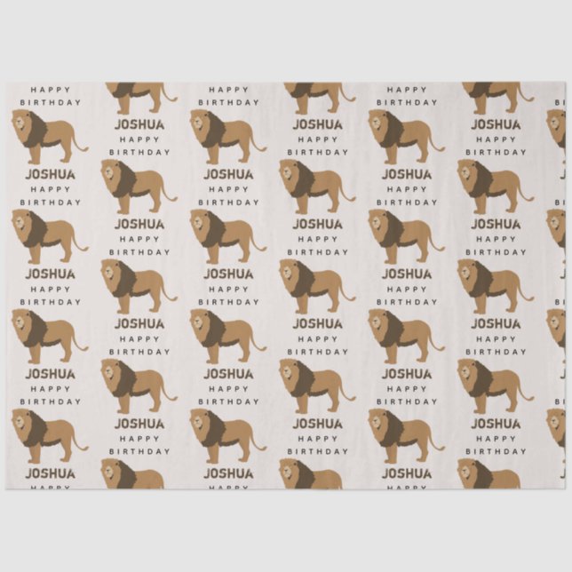 Custom Name Jungle Lion Animal Birthday  Tissue Paper (Front)