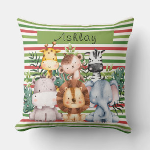 Custom Name Jungle Safari Animals Cushion