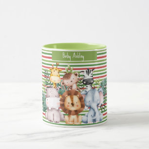 Custom Name Jungle Safari Animals Round Clock Mug