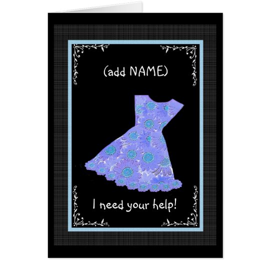CUSTOM NAME Junior Bridesmaid PERWINKLE BLUE Dress Card
