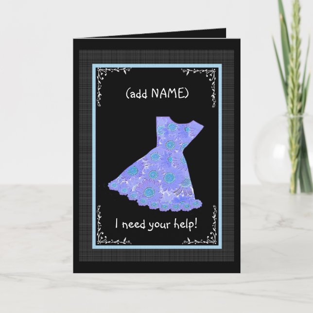 CUSTOM NAME Junior Bridesmaid PERWINKLE BLUE Dress Invitation (Front)
