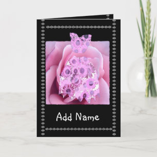 Custom Name Junior Bridesmaid PINK Flowered Dress Invitation