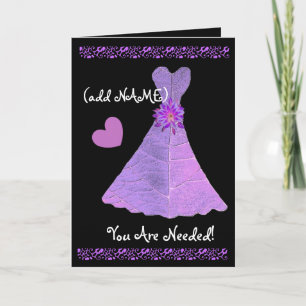 (Custom Name) JUNIOR BRIDESMAID PURPLE Gown 2 Invitation