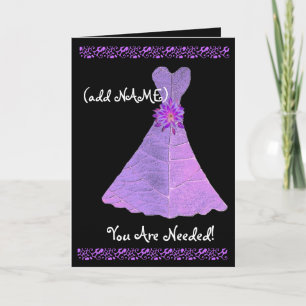 (Custom Name) JUNIOR BRIDESMAID PURPLE Gown Invitation