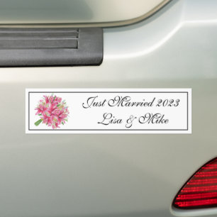 Custom Name Just Married Bumper Sticker
