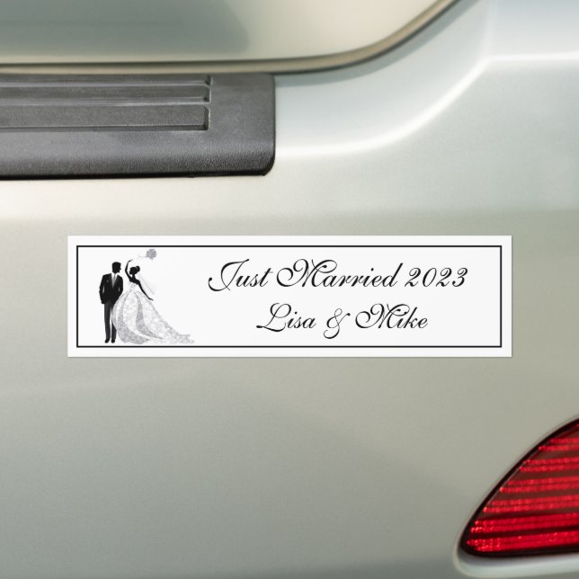 Custom Name Just Married Bumper Sticker (On Car)